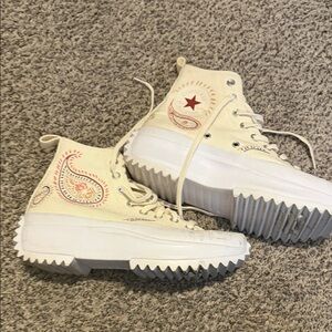 Converse Women's High-Top Sneakers - Cream and Red Paisley
